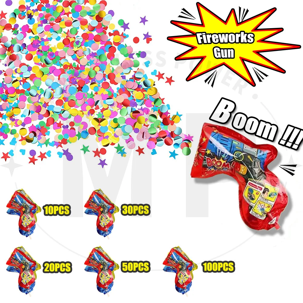 Confetti Cannon Tube - ปืนยิงกระดาษสีสันสดใสแบบสุ่ม 10~100 ชิ้น ปืนยิงคอนเฟตติแบบมือถือ ประกายวิบวับ สำหรับงานแต่งงาน