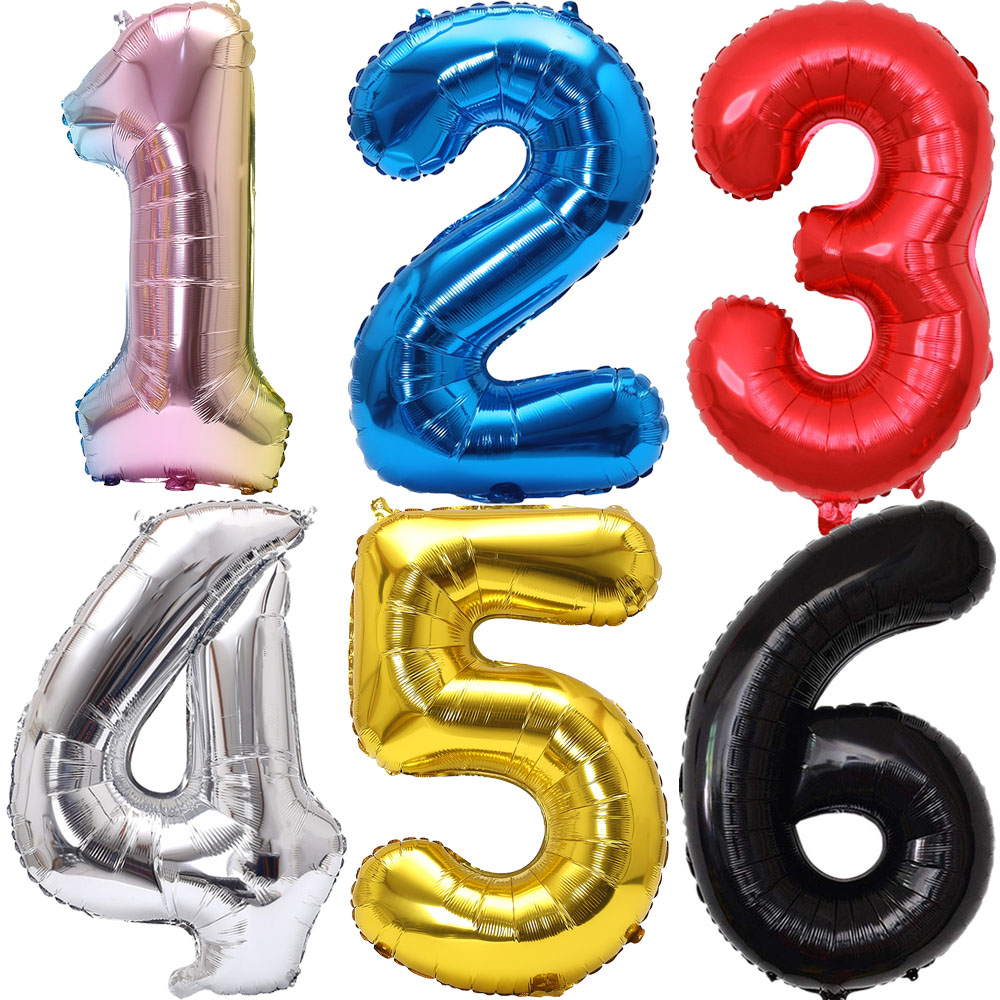 Balloon Pump Hand - 32 นิ้ว Rainbow Gradient จํานวนฟอยล์บอลลูน 1-9