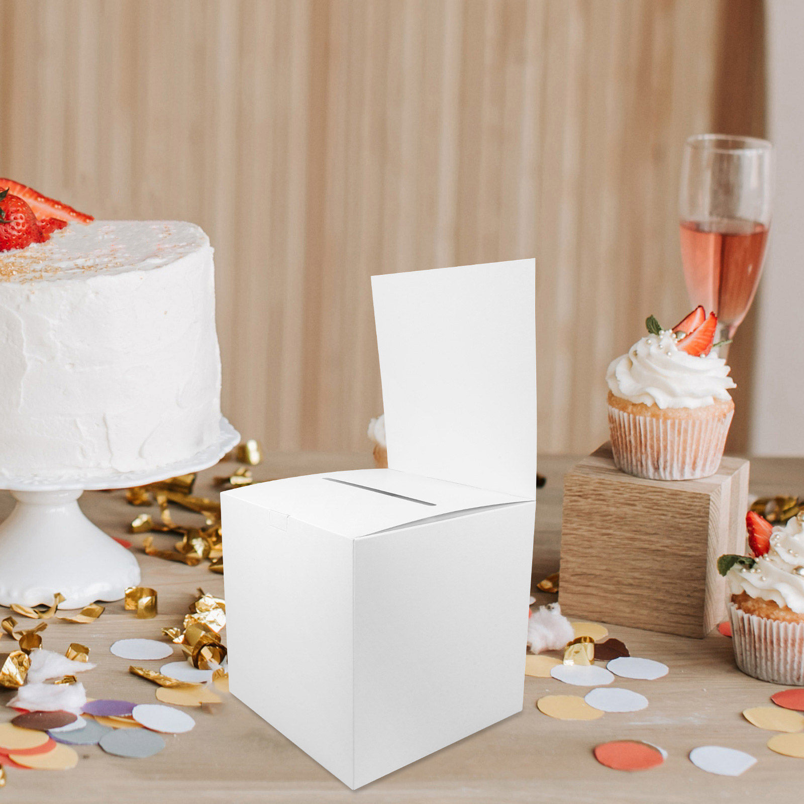 Event Party Box - กล่องกระดาษสำหรับจับฉลาก/ลงคะแนนเสียง 4 ชิ้น กล่องเก็บตั๋วทรงสี่เหลี่ยมเรียบง่าย สำหรับงานปาร์ตี้ การประชุม